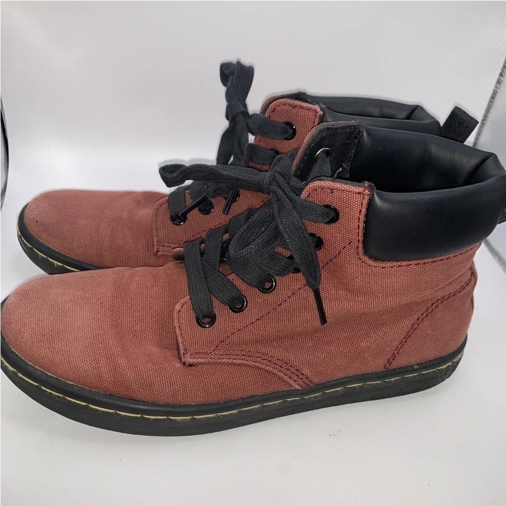Women’s Dr Martens Maelly Maroon Canvas Eye Ankle Boots Size 6 - Picture 4 of 7